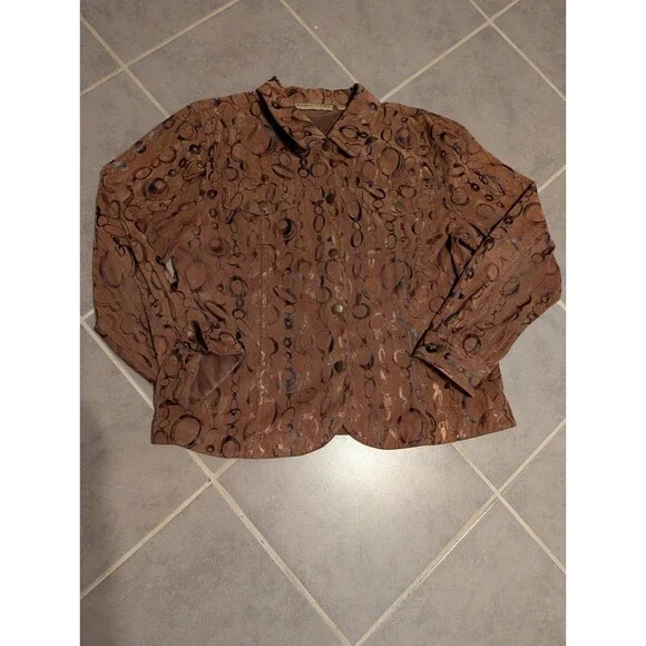 Women’s Bamboo Traders SZ L Jacket Microfiber Collar Brass Snaps Pockets - Picture 10 of 11